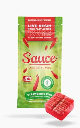 SAUCE - EDIBLE - BURSTS - LIVE RESIN - HYBRID - STRAWBERRY KIWI - 100MG - (2PK)