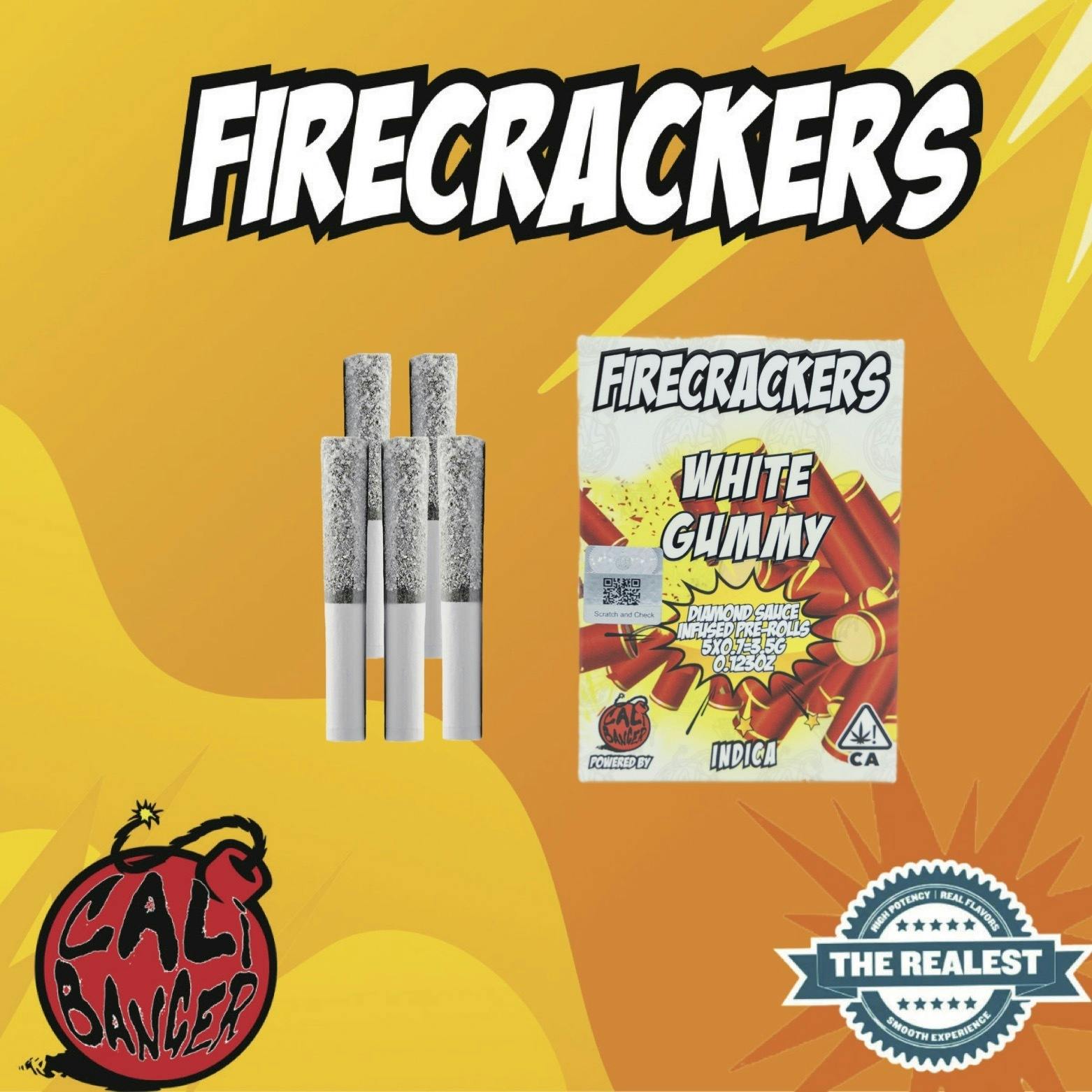 Cali banger - FIRECRACKER INFUSED PRE ROLL WHITE GUMMY 5 X 0.7 - 3.5 G Main Image