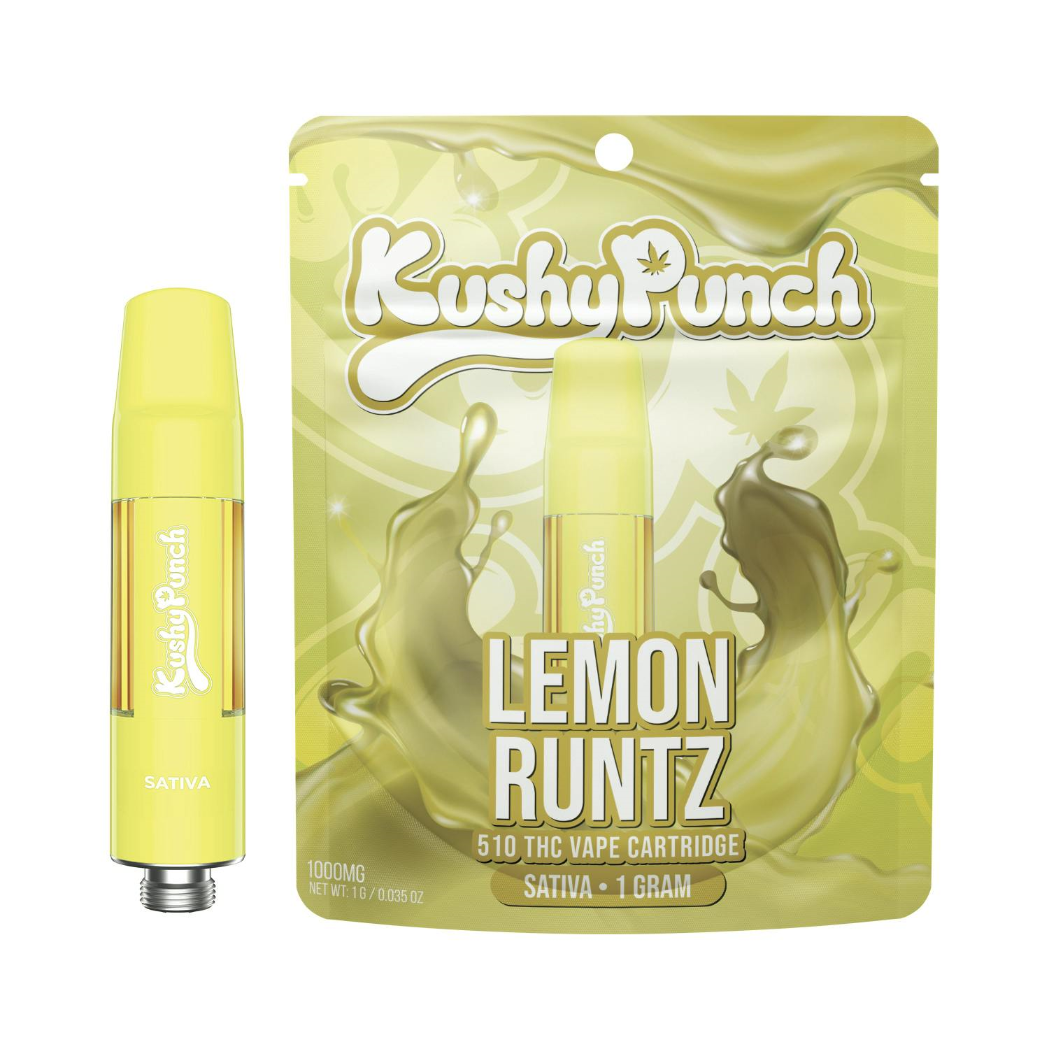 KUSHY PUNCH CARTRIDGE 1G SATIVA LEMON RUNTZ