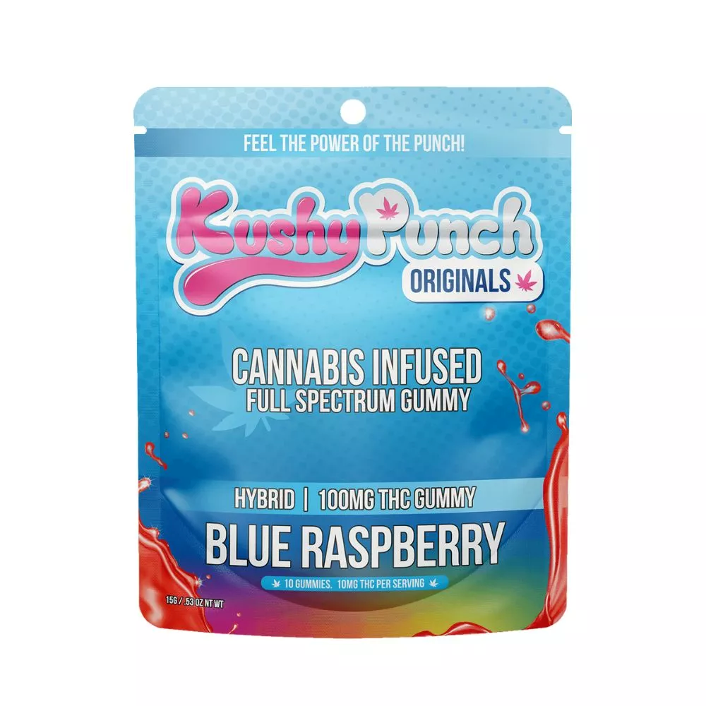 Kushy punch - BLUE RASPBERRY HYBRID GUMMY 100MG