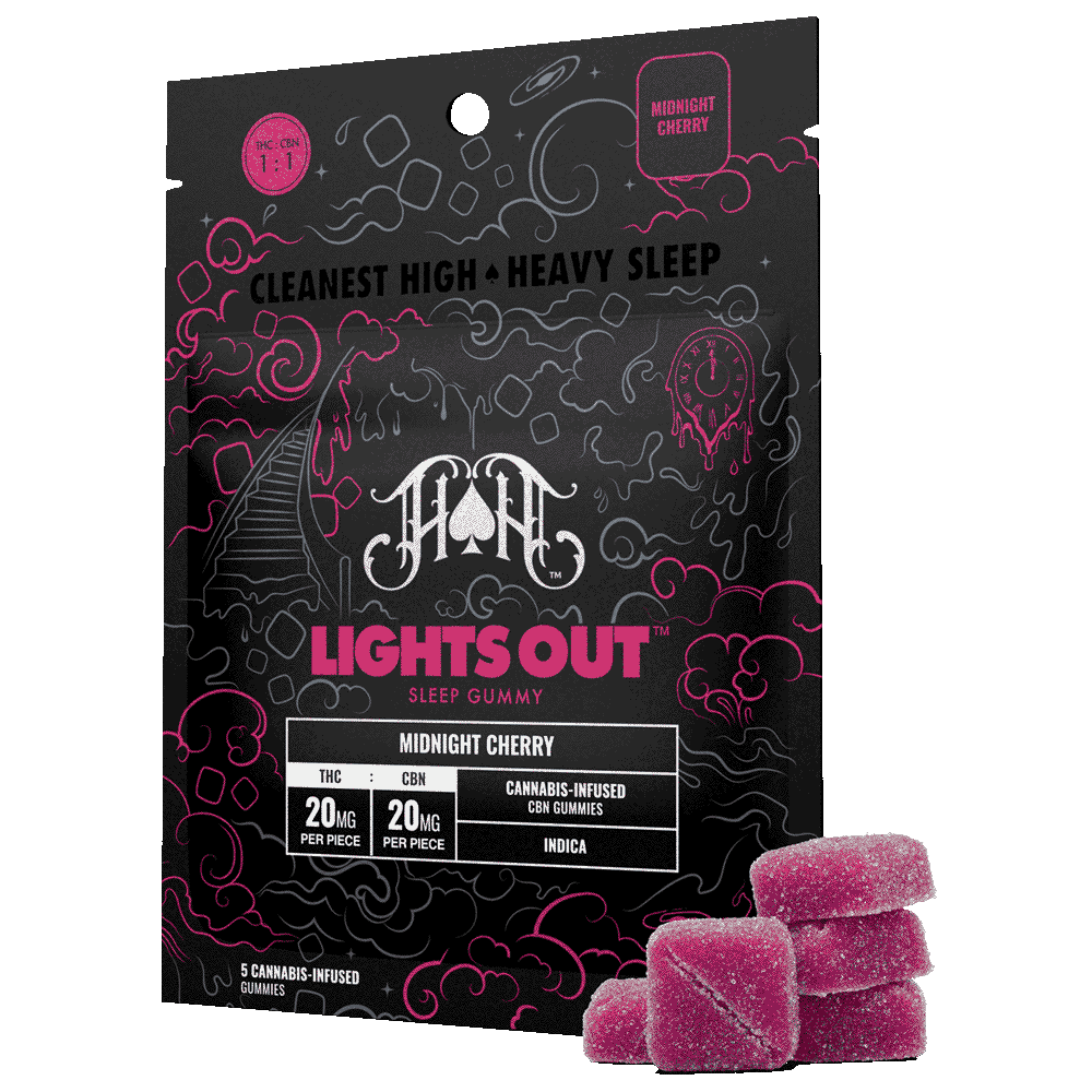 Heavy Hitters — - MIDNIGHT CHERRY - LIGHTS OUT - 1:1 CBN SLEEP - GUMMY - 20 MG - 5 PACK