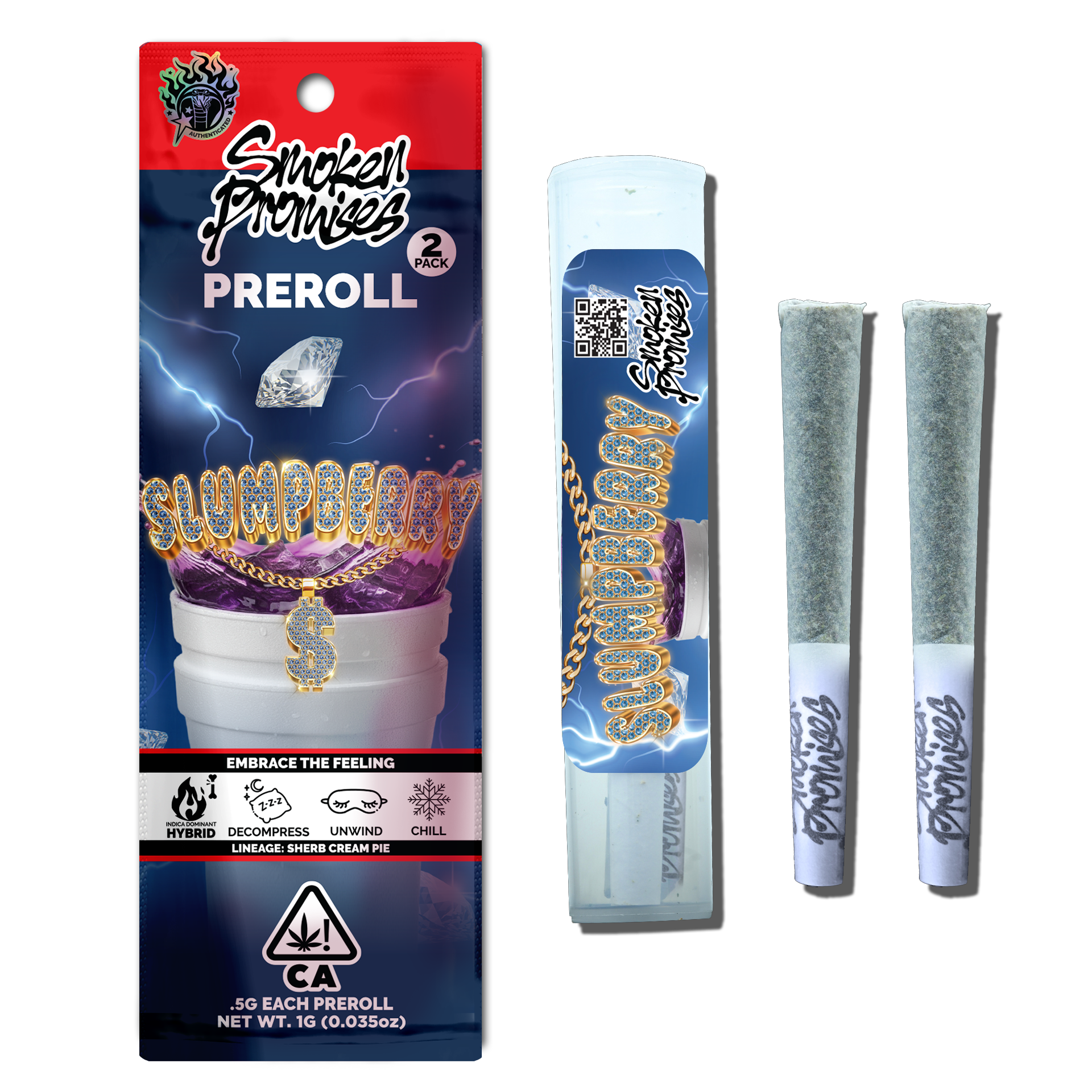 Smoken Promises: SLUMPBERRY - HYBRID - PREROLL - 1 G - 2 PACK
