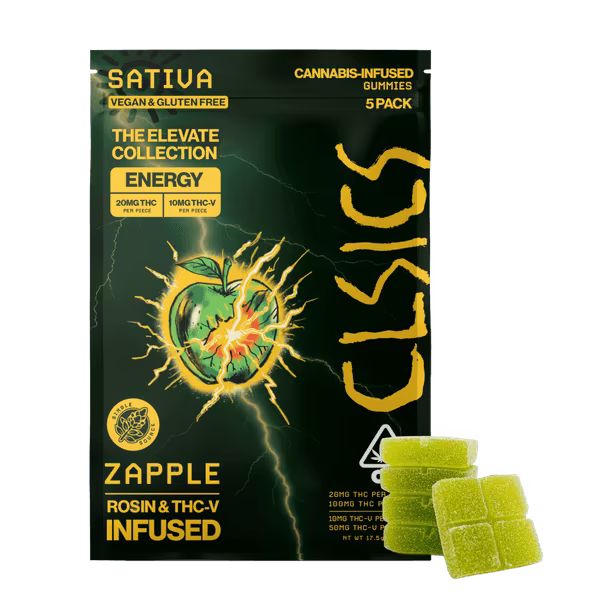 CLSICS: ZAPPLE - 1:1 THCV - SATIVA - ROSIN GUMMY - 5 PACK - 100MG