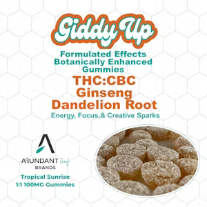  Abundant Leaf | Giddy Up | Sativa | 1:1 THC:CBC | Tropical Sunrise | 100mg - 10pk