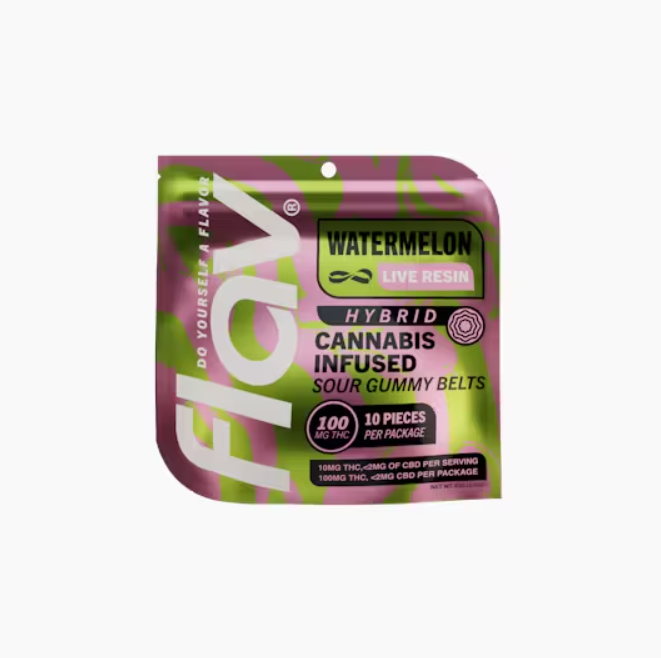 Flav | Live Resin Sour Gummy Belts | Watermelon | 100mg