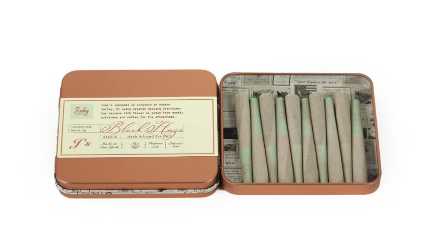 Ruby | 0.5g Hash Infused Doobies | Black Haze | 10Pk