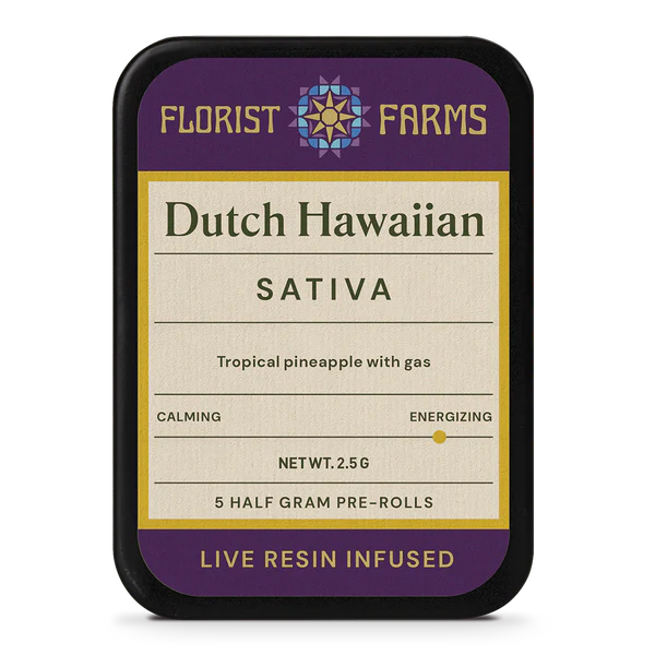 Florist Farms | 0.5g Infused Prerolls | Dutch Hawaiian | 5 Pack