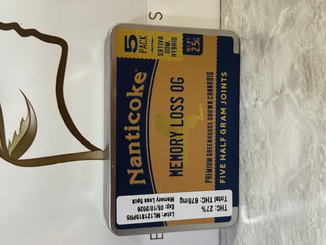 Nanticoke | 5 Pack Prerolls | Memory Loss OG | 2.5g