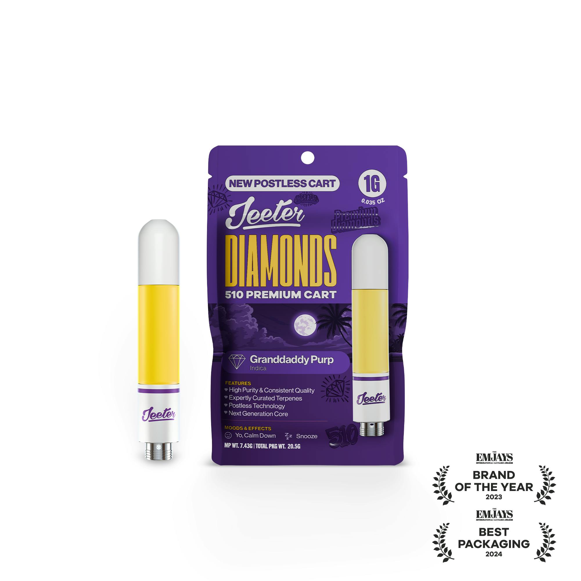 GRANDDADDY PURP 1G DIAMONDS CART POSTLESS