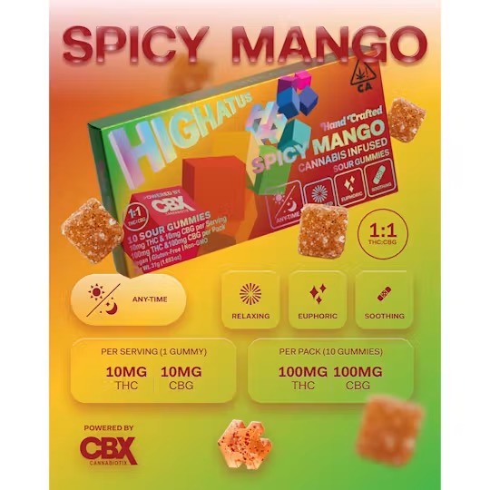 SOUR SPICY MANGO 100MG SOUR GUMMIES HIGHATUS