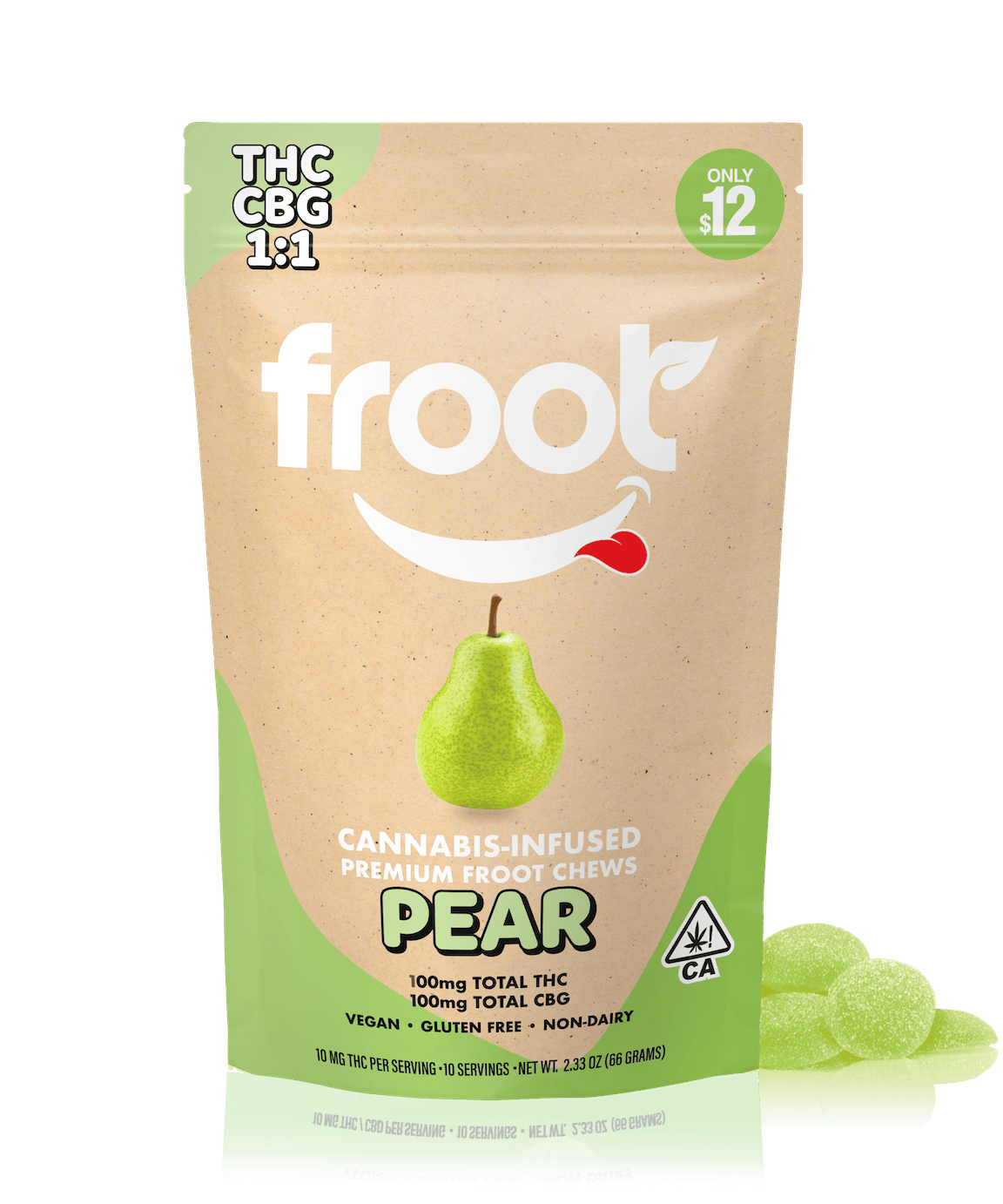 Froot: PEAR 1:1 CBG:THC 100MG GUMMIES