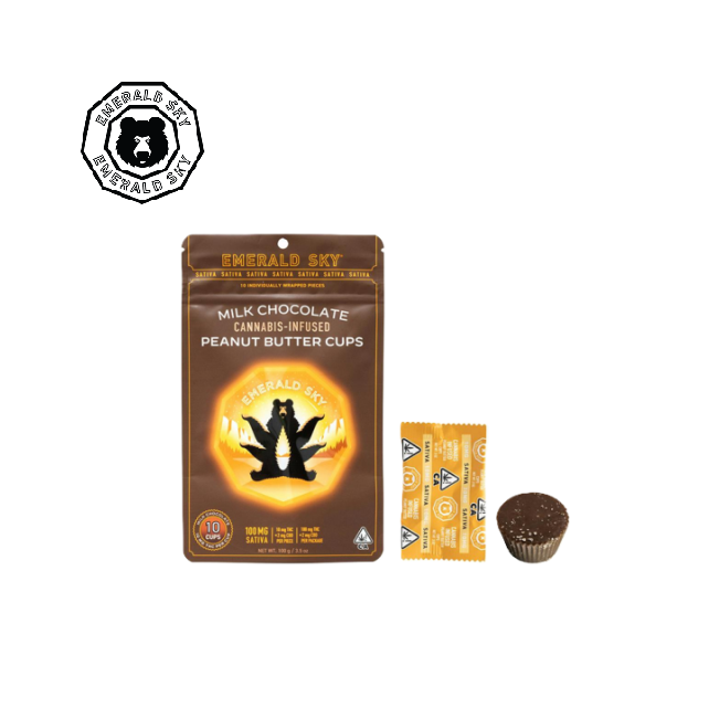 Emerald Sky — MILK CHOCOLATE SATIVA 100MG 10 PACK PEANUT BUTTER CUPS