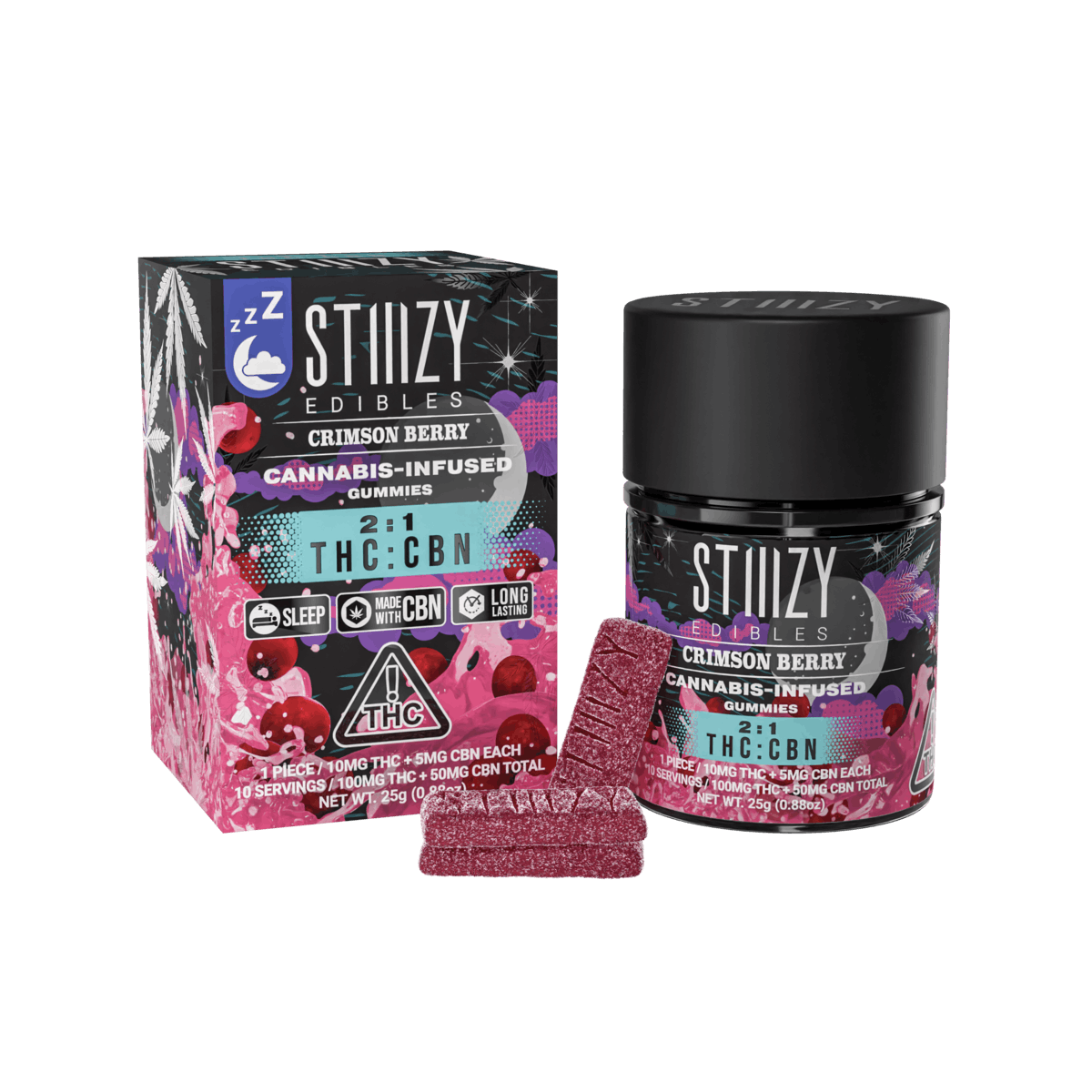 STIIIZY CRIMSON BERRY CBN 2:1 (I) GUMMIES 100MG
