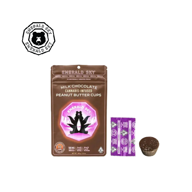 Emerald Sky — INDICA MILK CHOCOLATE 100MG 10 PACK PEANUT BUTTER CUPS