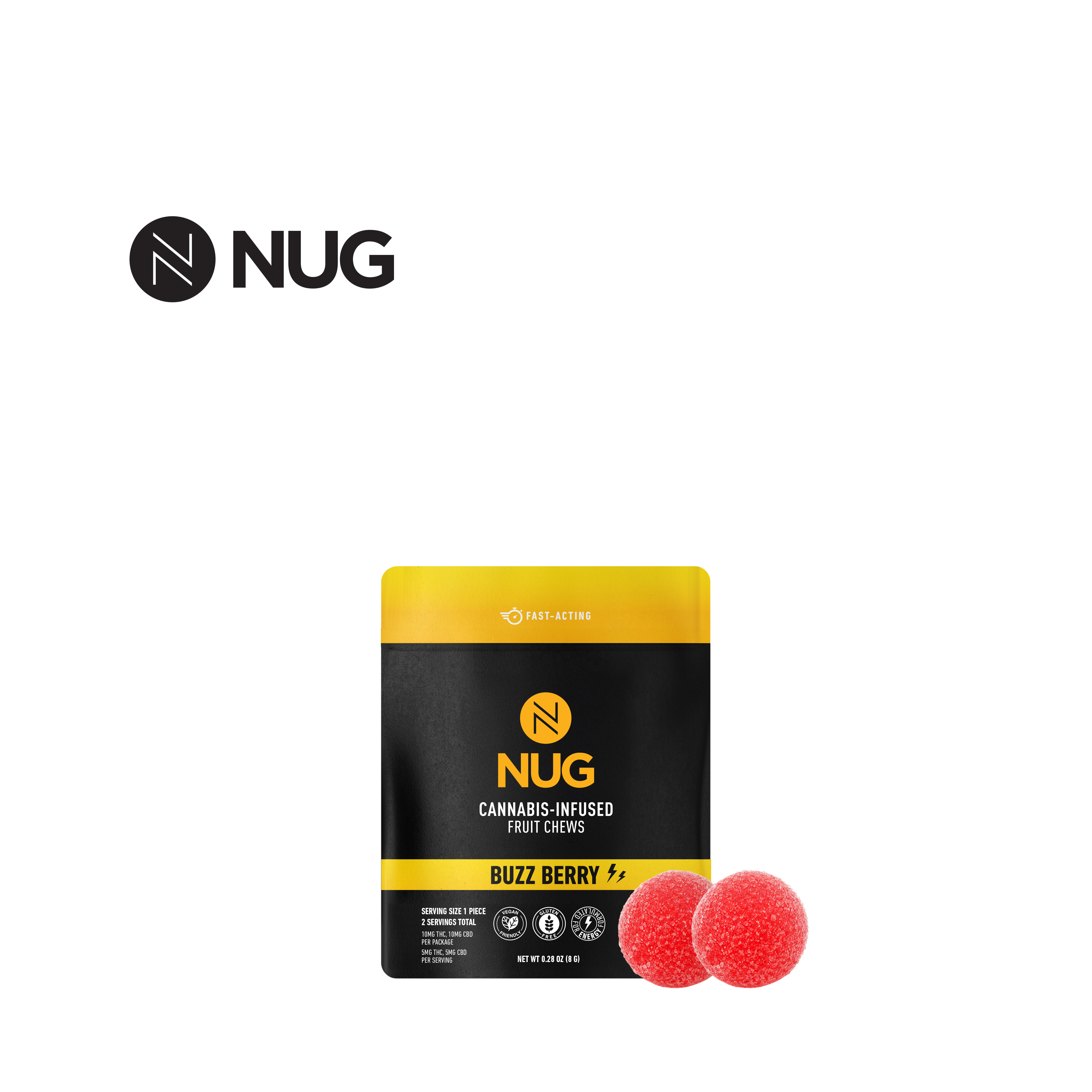 1:1BUZZ BERRY 20MG 2 PACK FRUIT CHEW