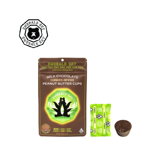 Emerald Sky — HYBRID MILK CHOCOLATE 100MG 10 PACK PEANUT BUTTER CUPS