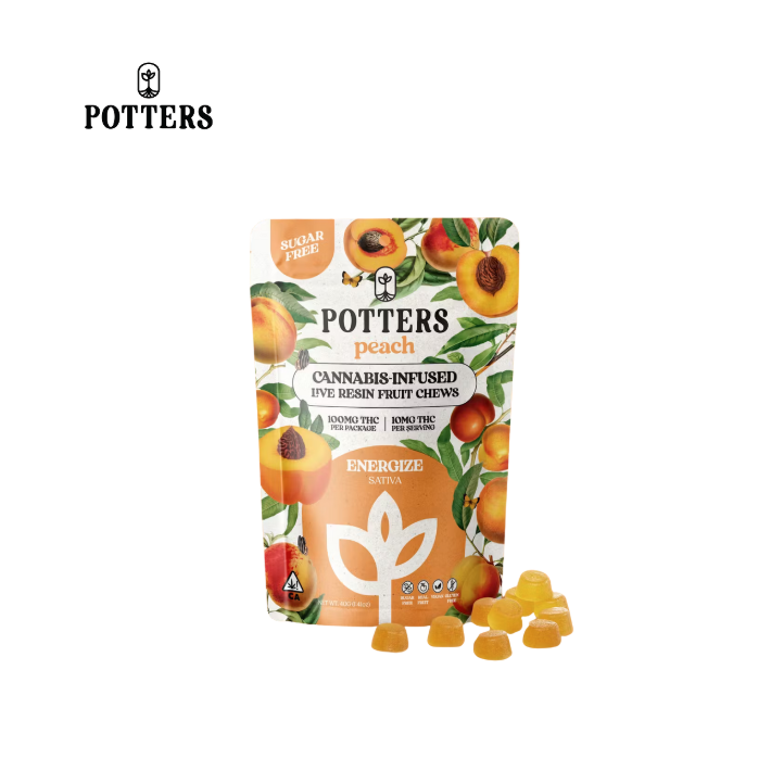 PEACH 100MG 10 PACK SUGAR FREE LIVE RESIN FRUIT CHEWS