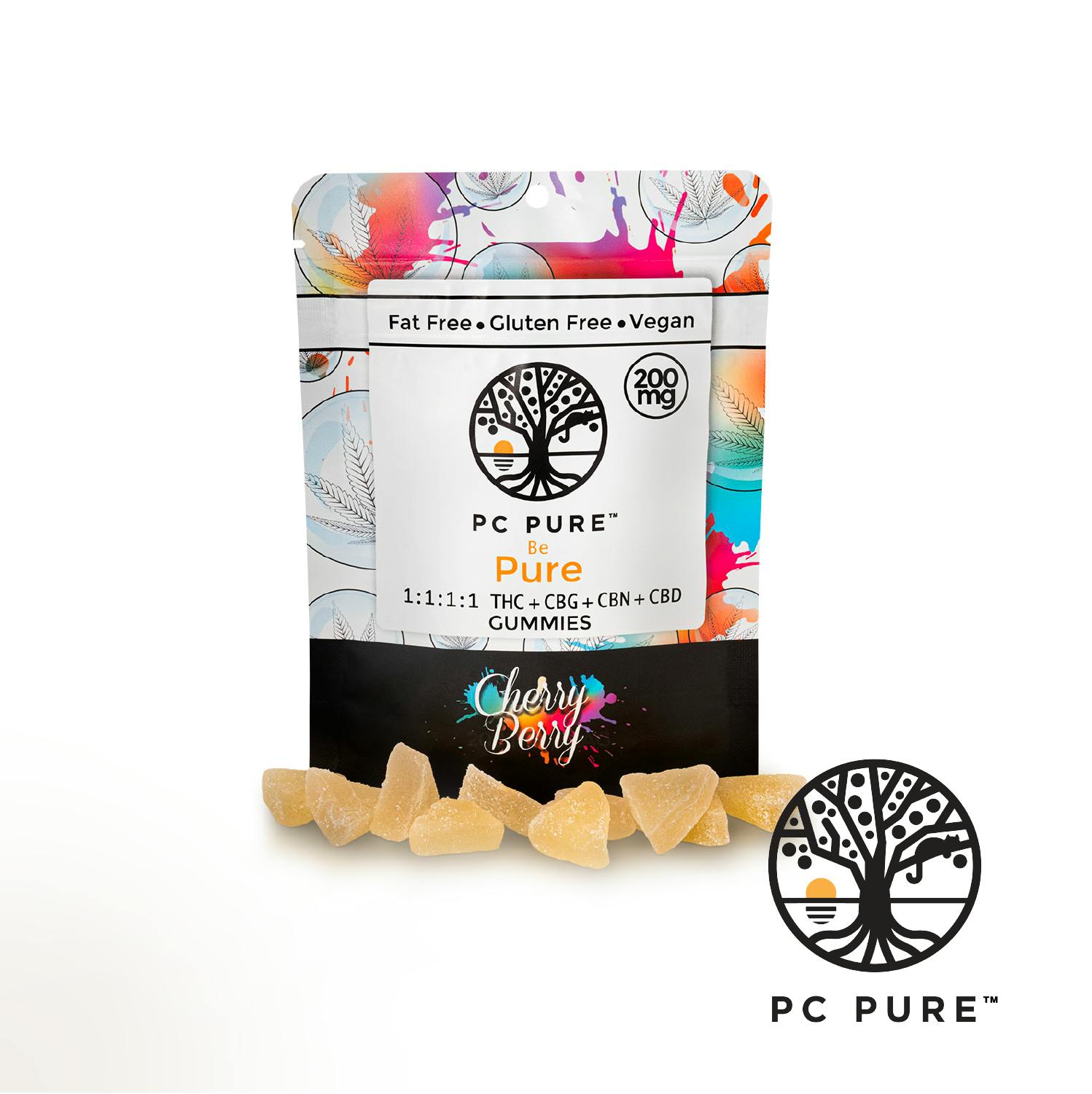 PC PURE - PC Pure-Cherry Berry-Full Spectrum-Gummies - 200 mg - 10 Pack