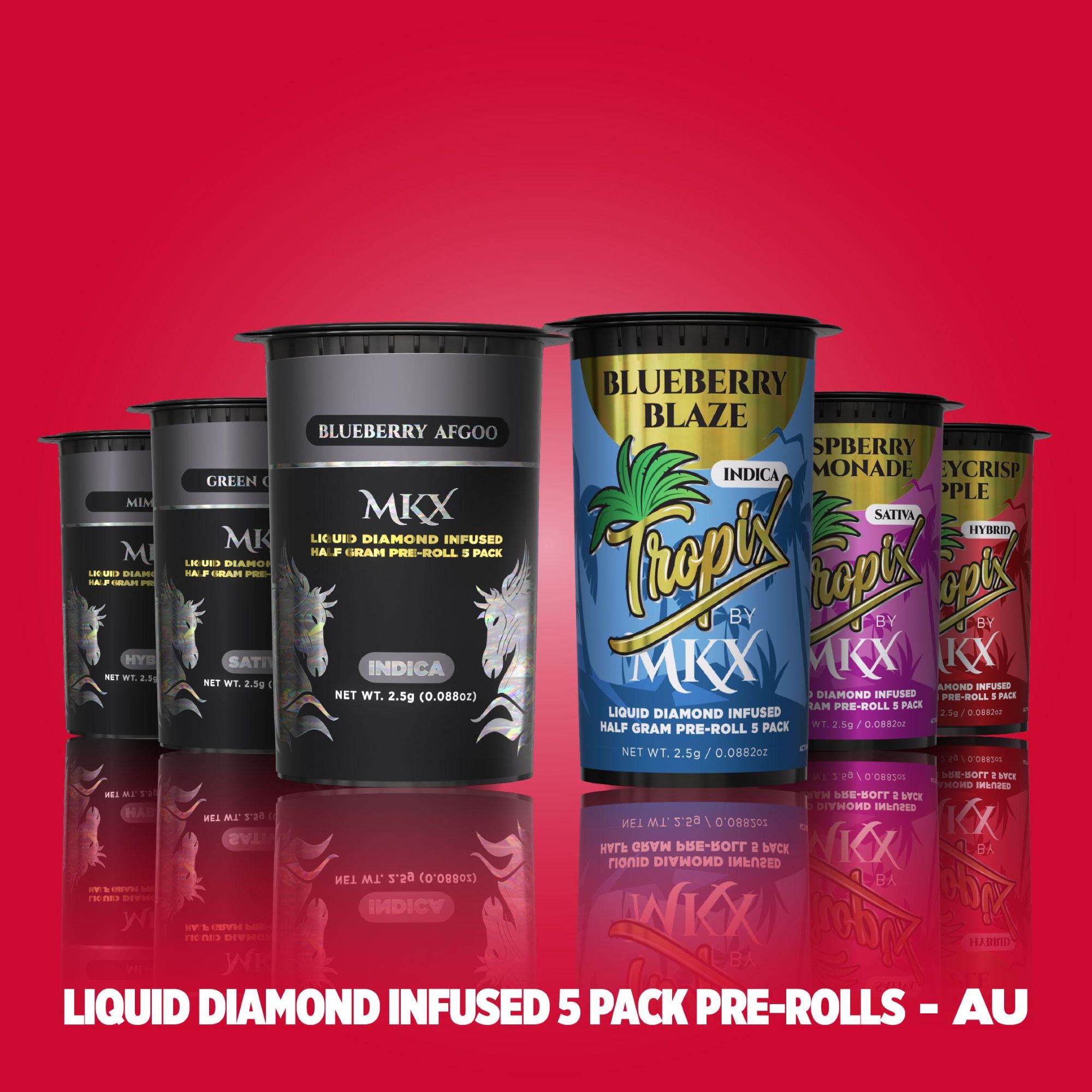MKX-Raspberry Lemonade-Liquid Diamond-2.5g-5pk-Infused Prerolls