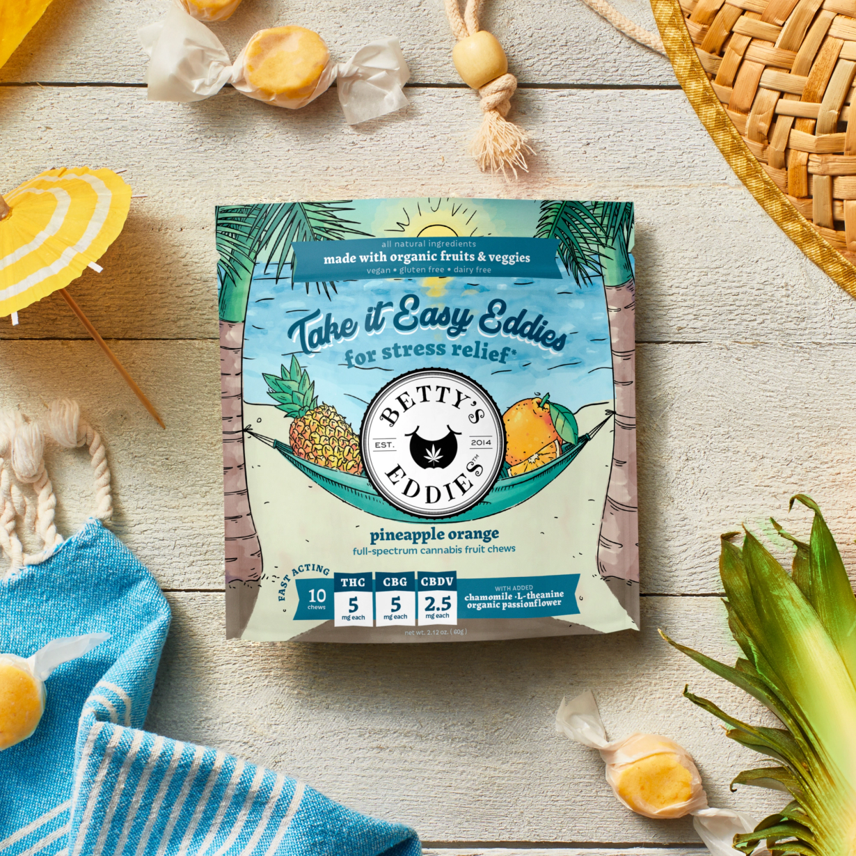 BETTY'S EDDIES - PINEAPPLE ORANGE 4:2:1 THC:CBG:CBDV - 10PK - 100MG