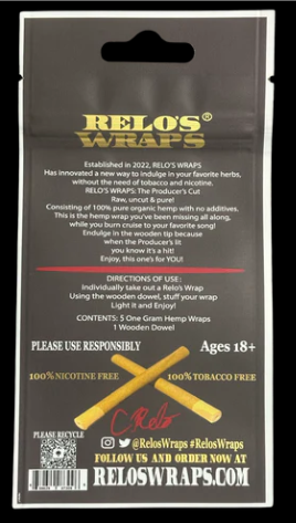 RELO'S WRAPS - PRODUCER CUT - 1G 5PK ORGANIC HEMP
