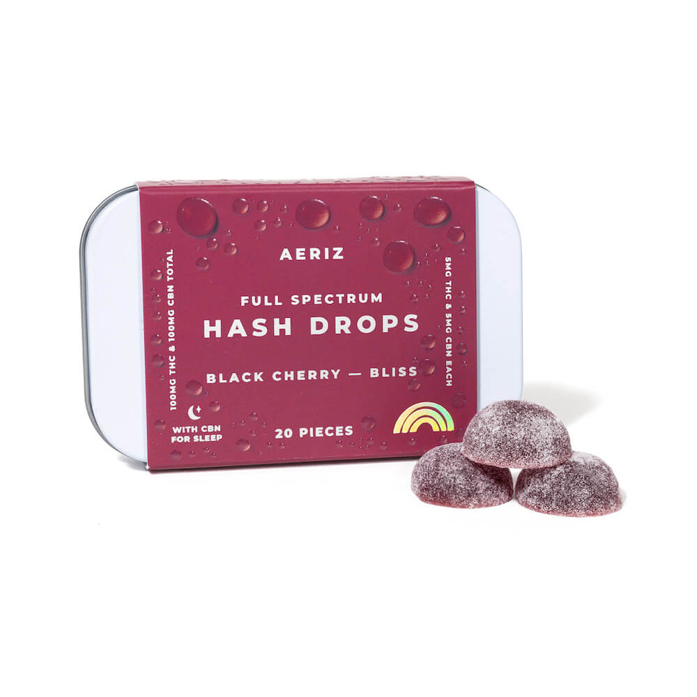 AERIZ - BLACK CHERRY 1:1 THC:CBN - HASH DROPS - 20PK - 100MG