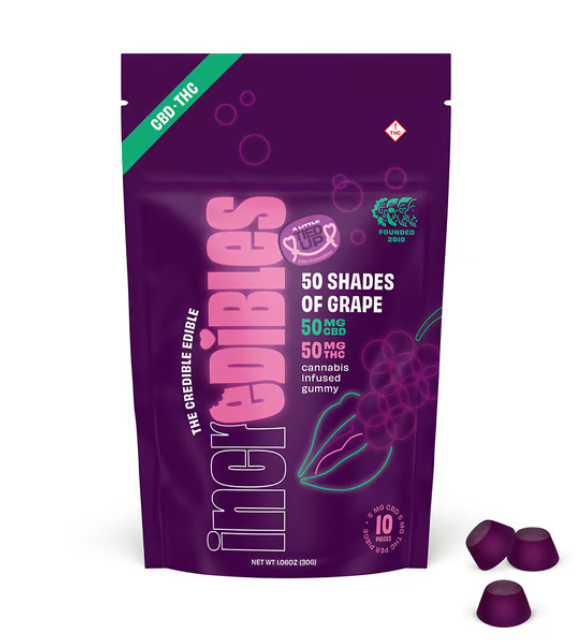 INCREDIBLES - 50 SHADES OF GRAPE - GUMMIES 1:1 THC:CBC - 10PK - 100MG