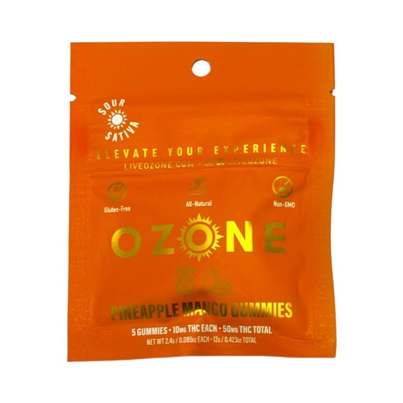SOUR SATIVA GO GO PINEAPPLE MANGO - GUMMIES - 5PK- 50MG
