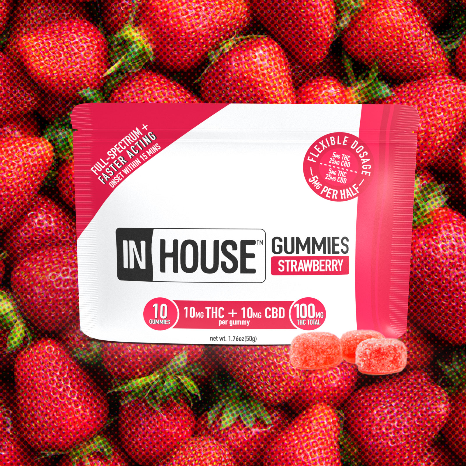 Strawberry 1:1 THC:CBD Gummies - 10pk - 100mg