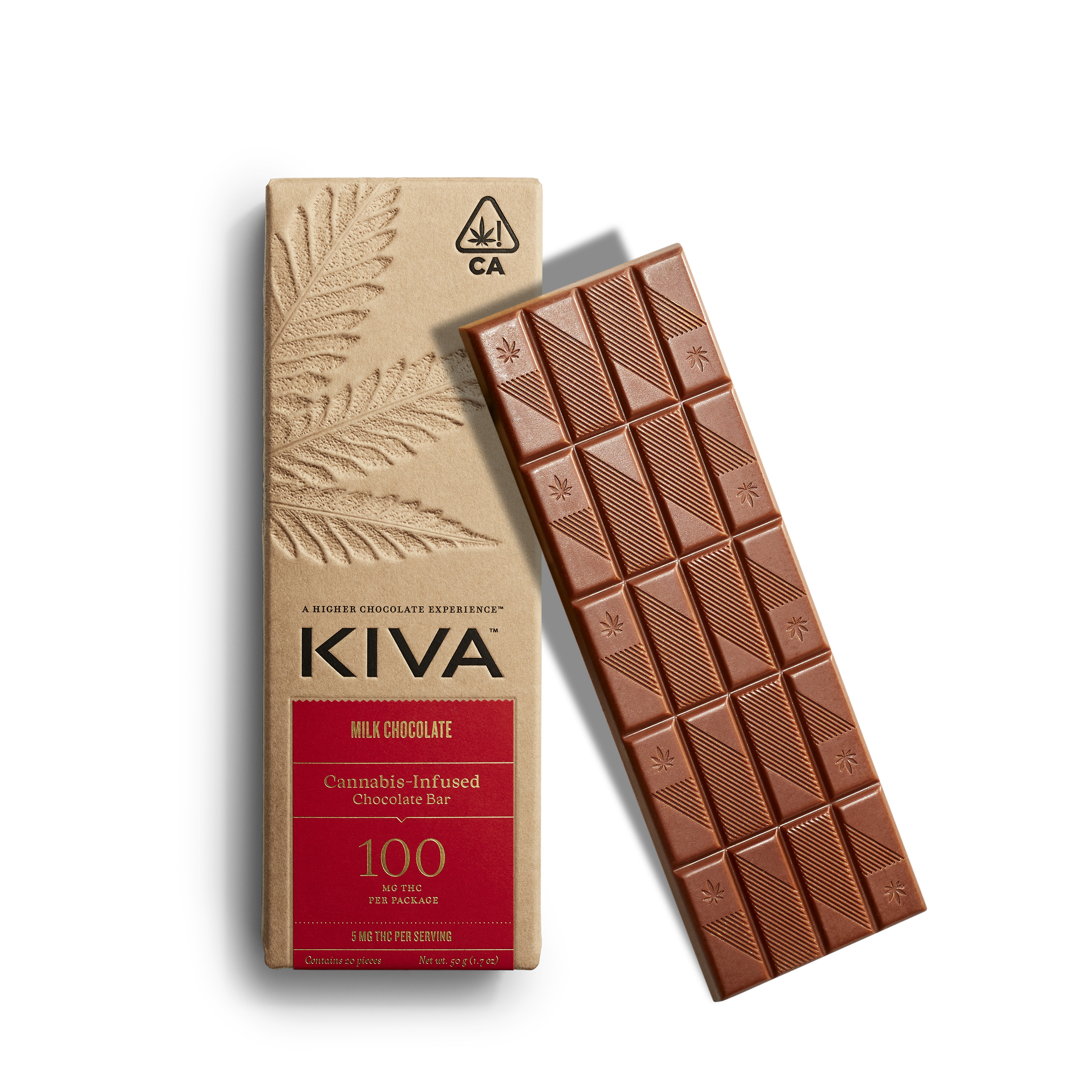 KIVA MILK CHOCOLATE BAR 100MG
