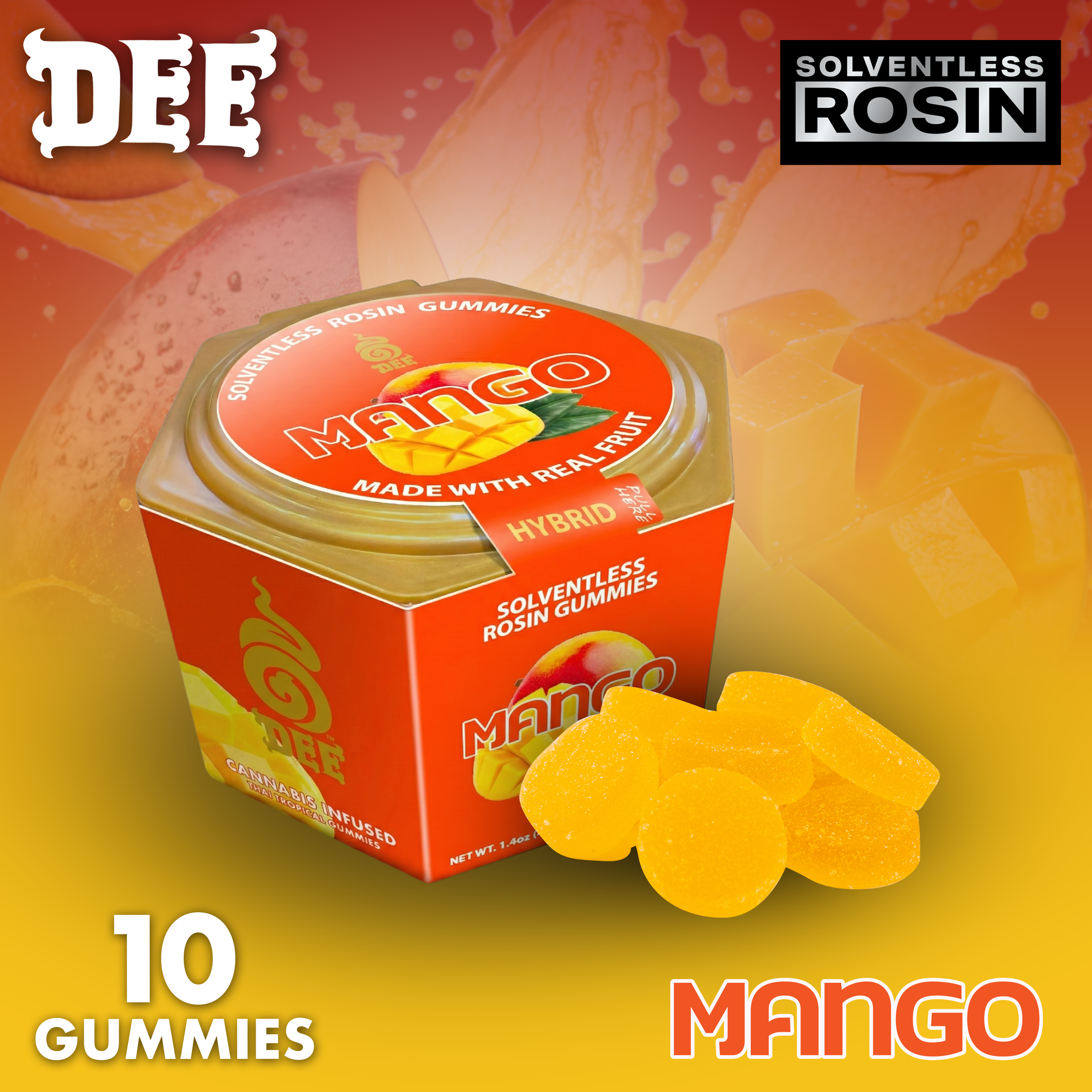 MANGO BLISS GUMMIES 10MG 10PK - 100 mg