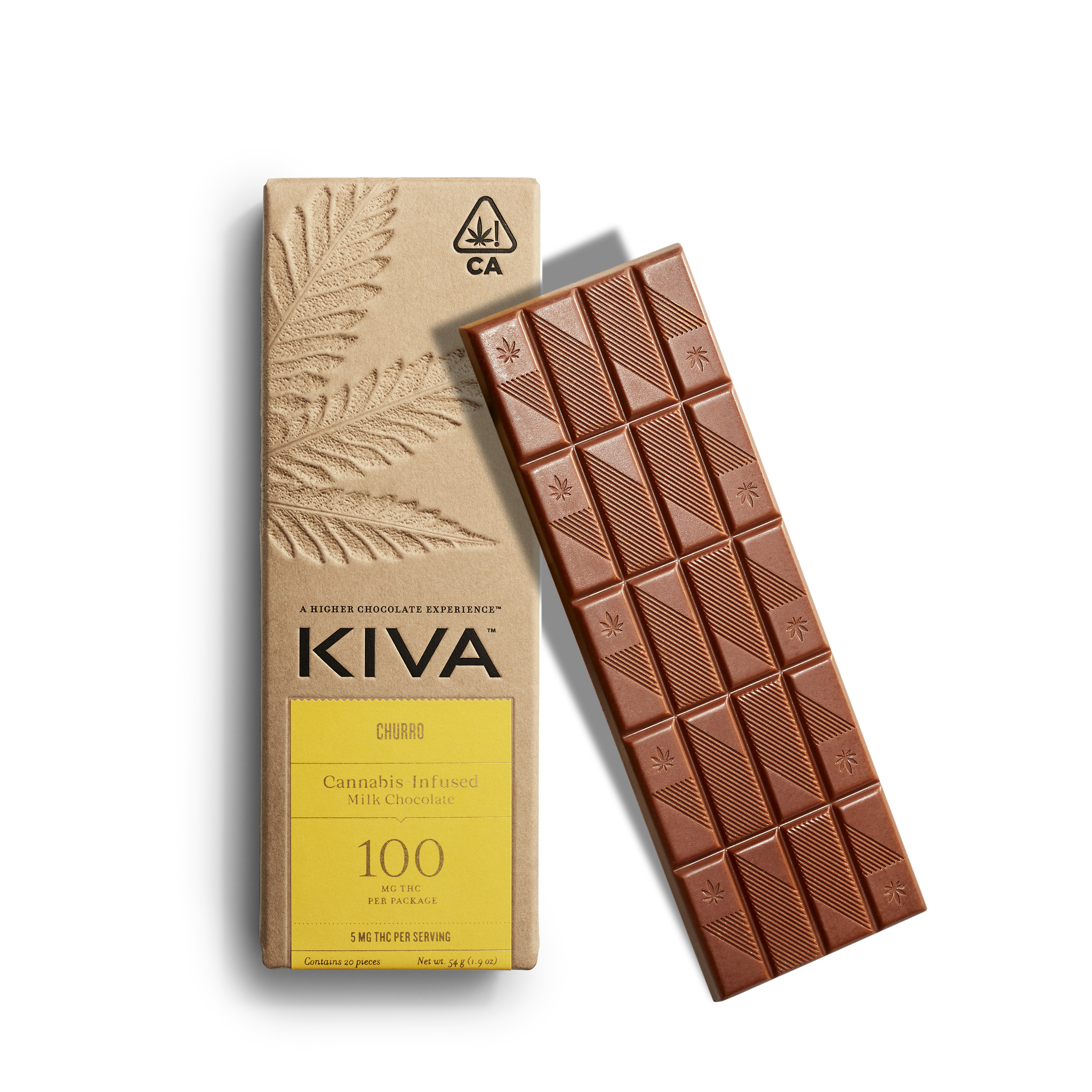 KIVA CHURRO MILK CHOCOLATE BAR 100MG