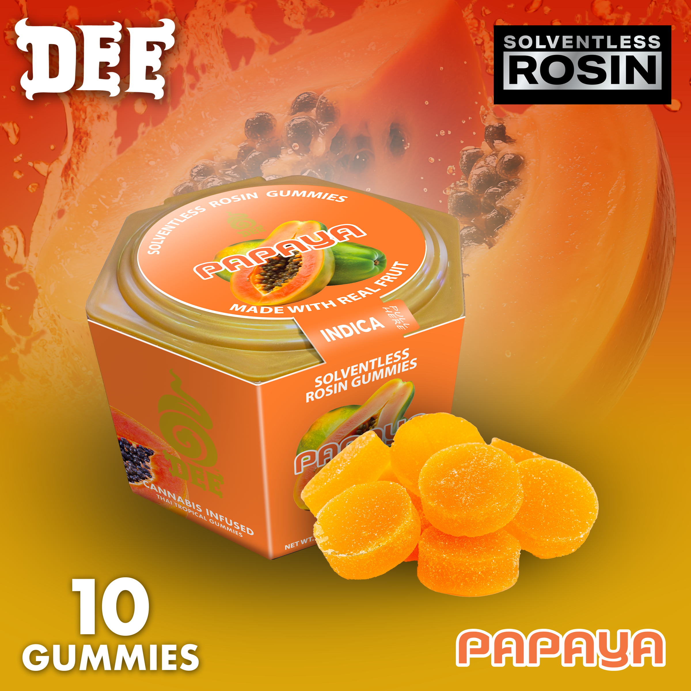 PAPAYA RESTORE 1:1 CBD GUMMIES 10MG 10PK - 100 mg