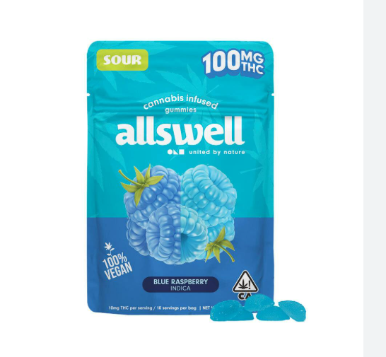 Sour Blue Raspberry Gummies Gummies 100mg   100 Mg
