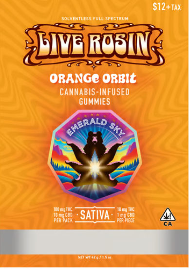 Orange Orbit Sativa Live Rosin Gummies 100mg