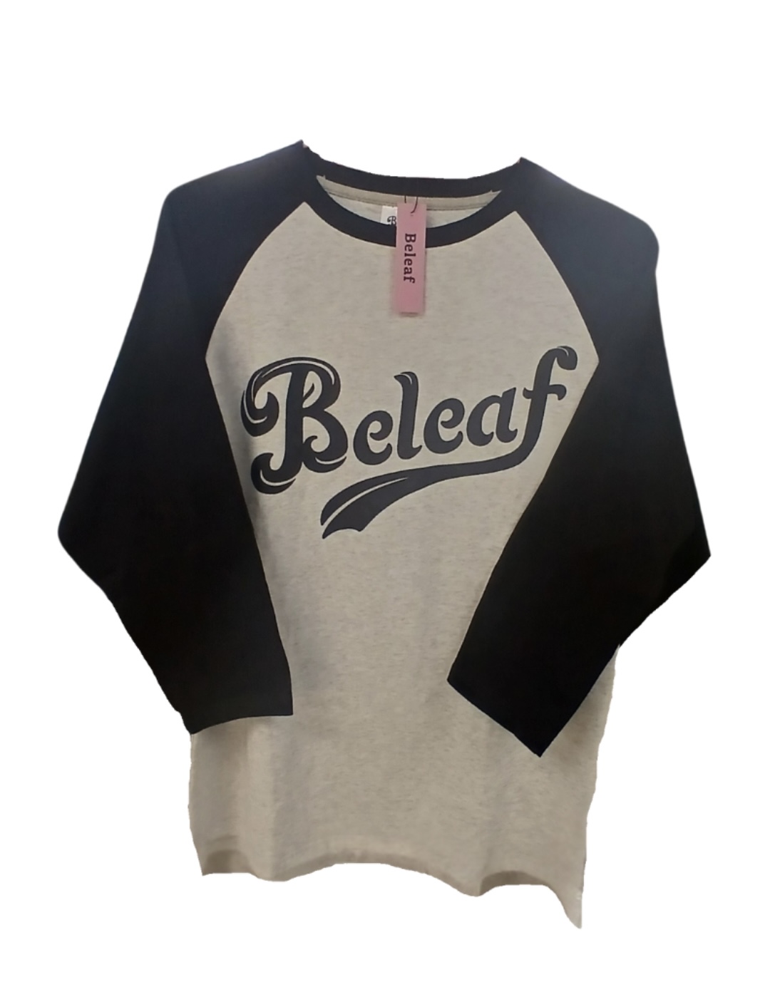 BELEAF BASEBALL TEE (GREY & BLACK) 2XL