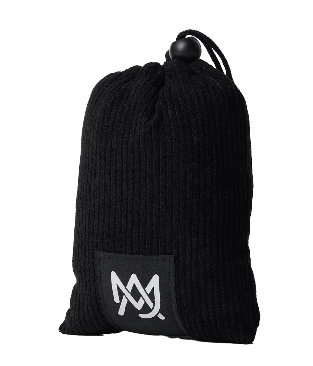 Padded Drawstring Pouch - Black - Medium