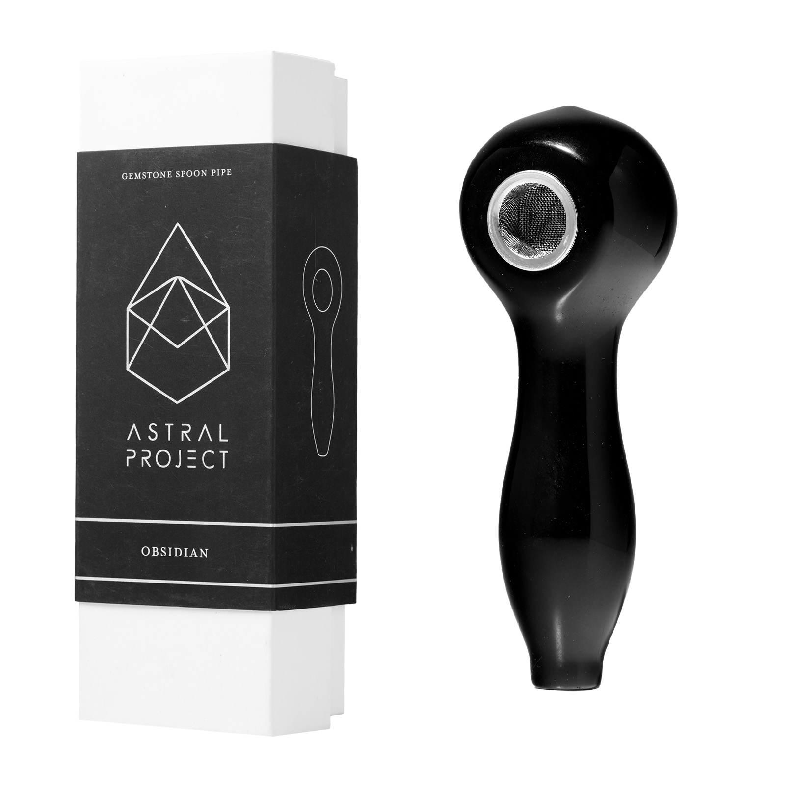 Astral Project: Obsidian- Spoon Pipes 3.5" - Cleanses negativity out of one's auric field