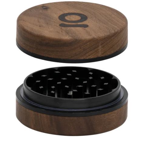 2 PIECE WALNUT & ALUMINUM GRINDER | BLACK (3IN)