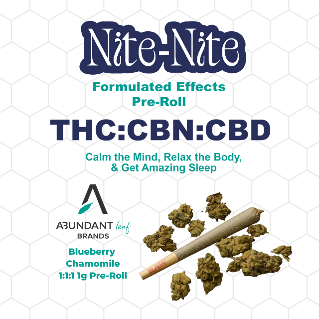 NITE-NITE THC:CBN:CBD 1:1:1 | TERPENE FORMULATED PRE-ROLL - 1 G