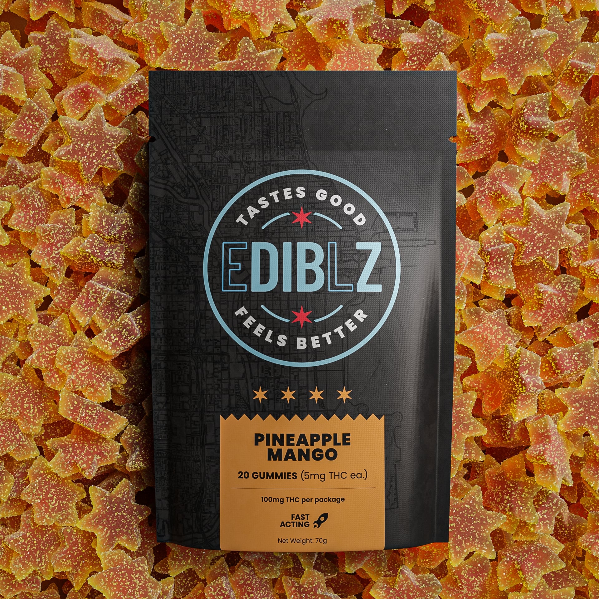 GUMMY | PINEAPPLE MANGO FAST ACTING! | 100MG | 20PK