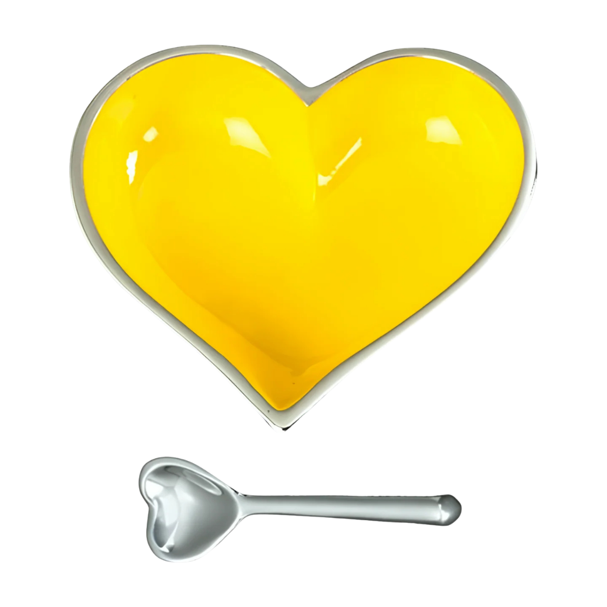 HEART DISH WITH HEART SPOON SET | YELLOW