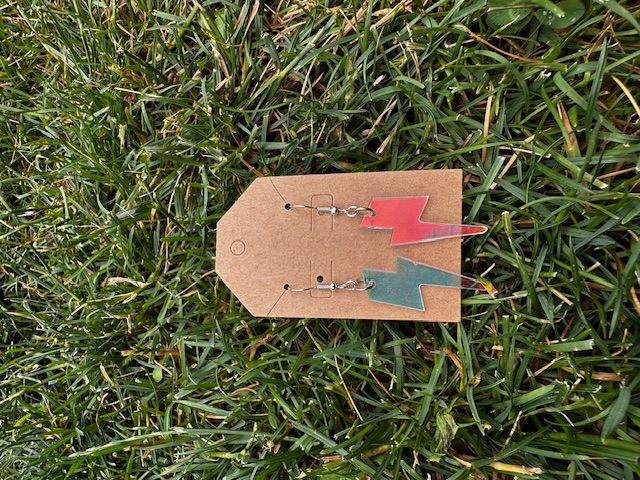 IRIDESCENT LIGHTING BOLT EARRINGS - One Size