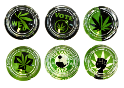 GLASS ASHTRAY - GREEN 4"