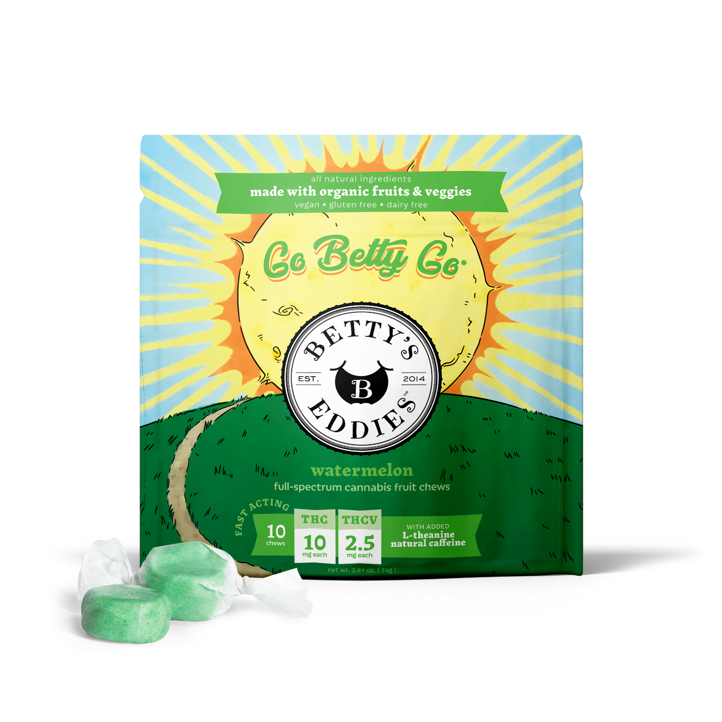 FRUIT CHEW | GO BETTY GO WATERMELON 4:1 | 100MG THC : 25MG THC-V | 10PK