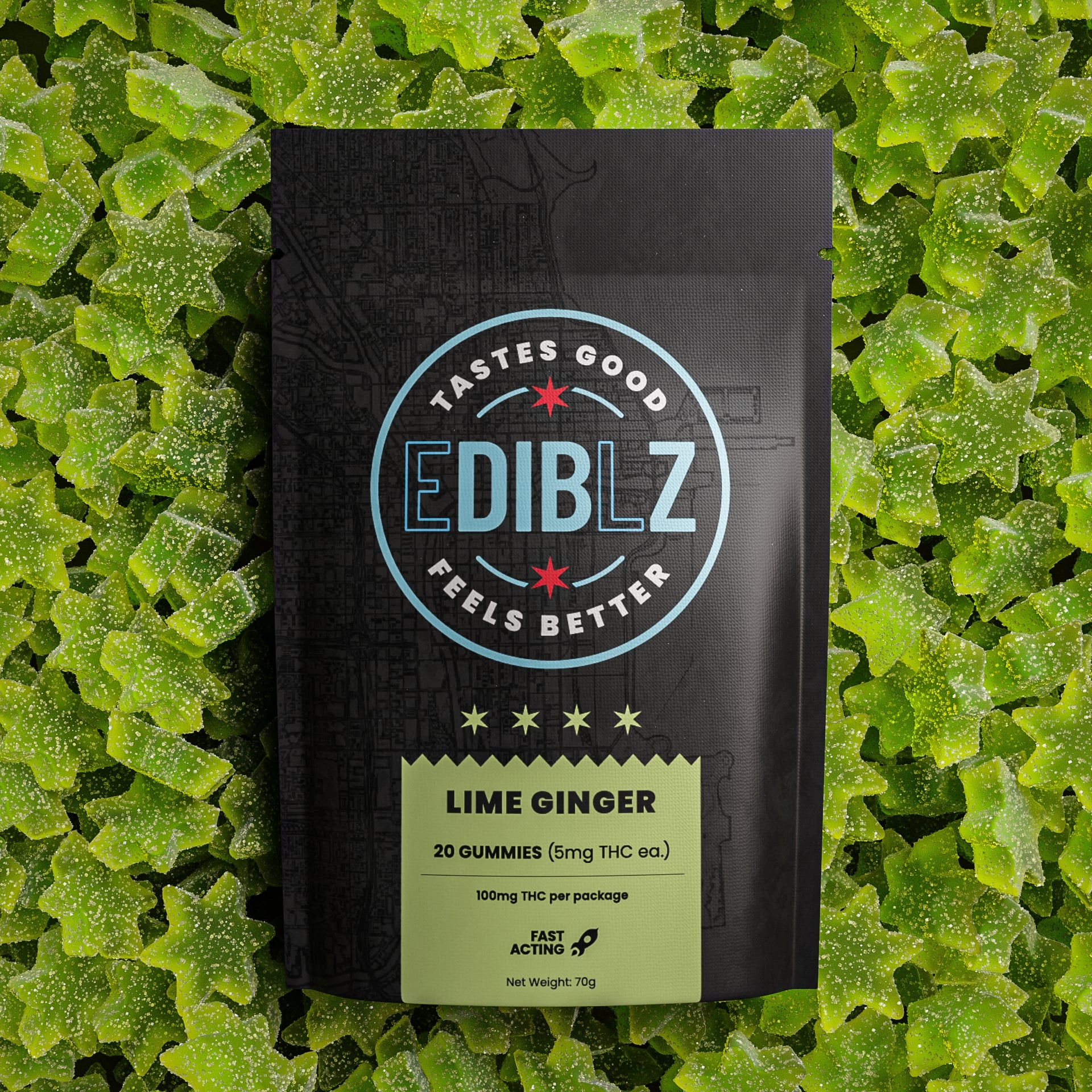 GUMMY | LIME GINGER FAST ACTING! | 100MG | 20PK