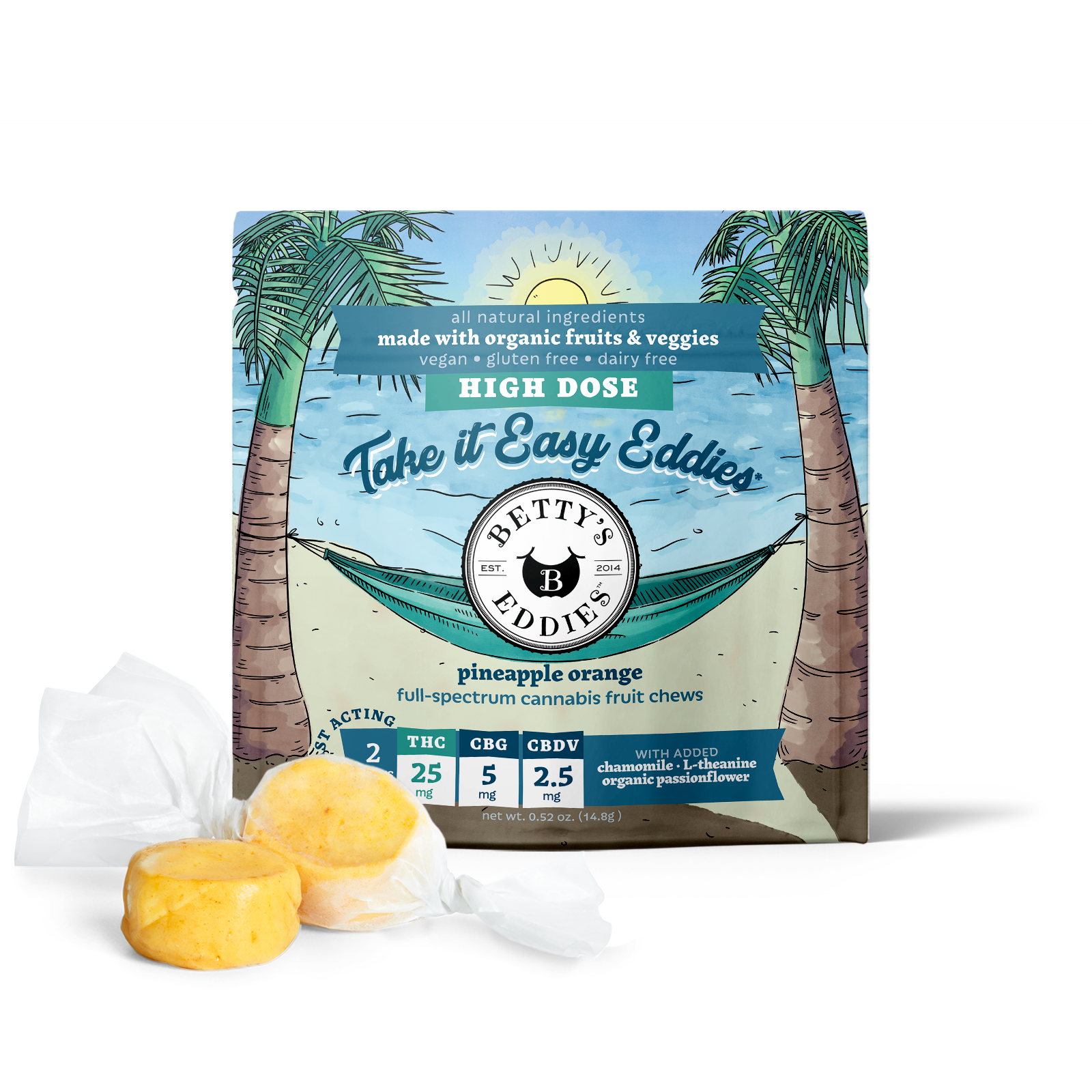 FRUIT CHEW | BETTY'S EDDIES PINEAPPLE ORANGE | 50MG | 2PK