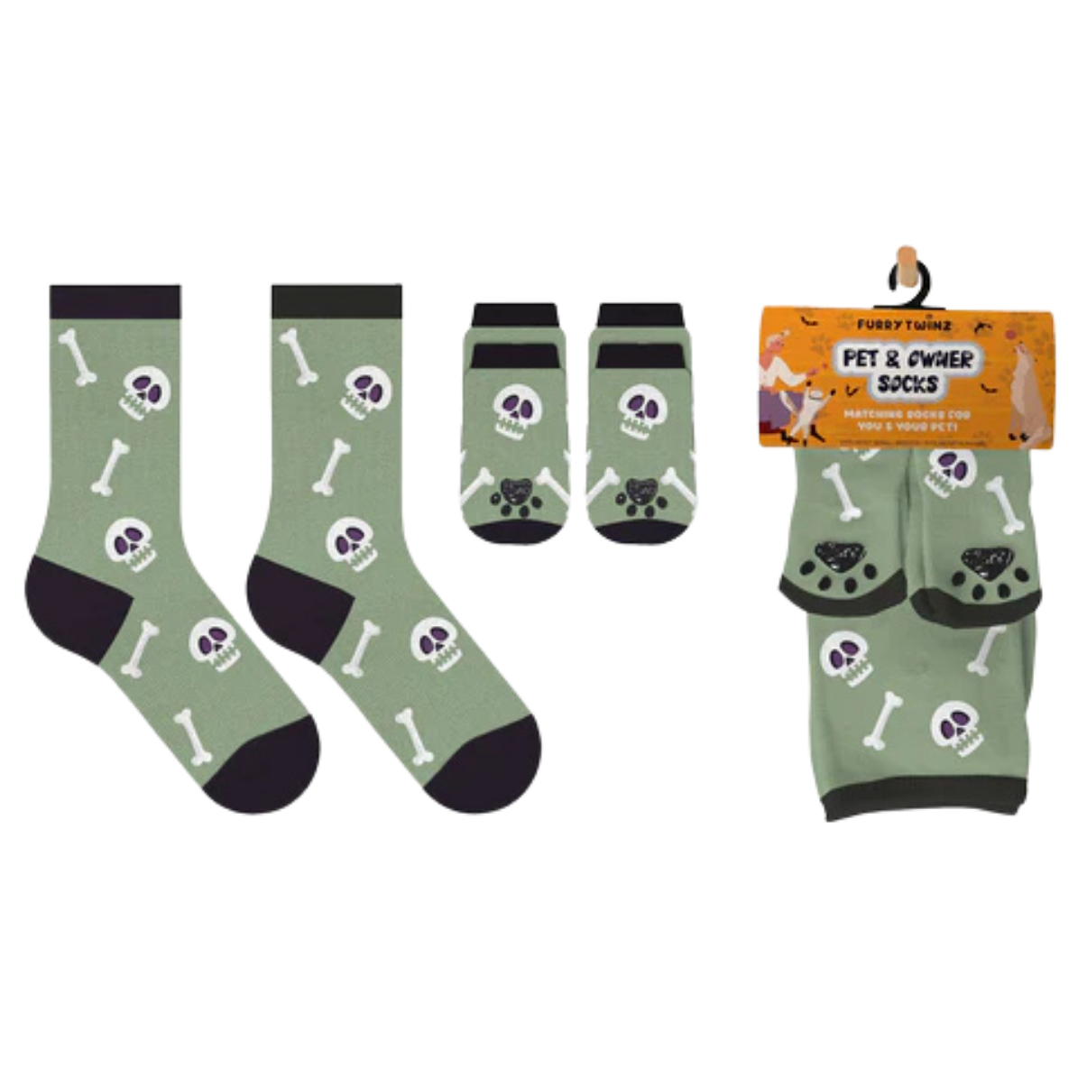 PET & OWNER MATCHING SOCKS | GREEN SKULLS