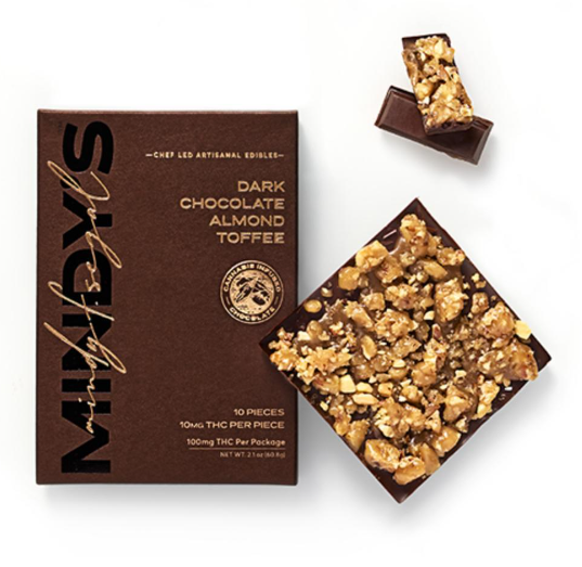CHOCOLATE BAR | DARK CHOCOLATE ALMOND TOFFEE | 100MG | 10PK