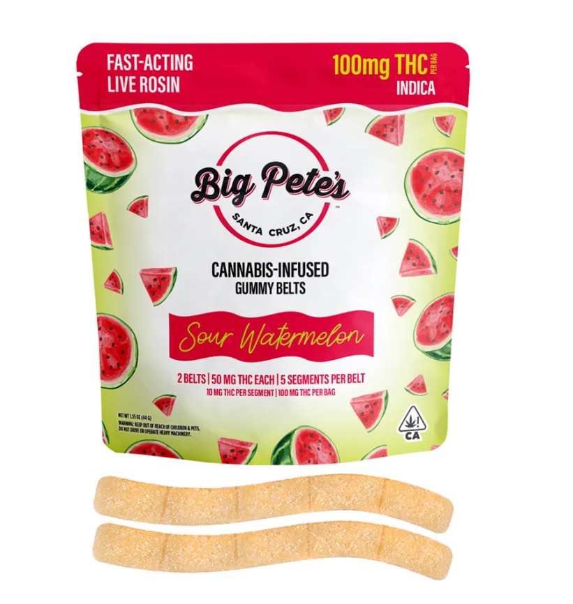 SOUR WATERMELON ROSIN FAST ACTING GUMMY BELTS - 100 mg - 2 Pack